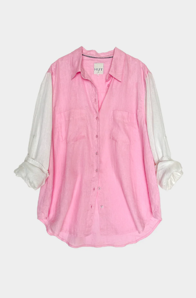 Parallel Culture Shoes and Fashion Online SHIRTS HUT BOYFRIEND LINEN SHIRT - PINK A BOO