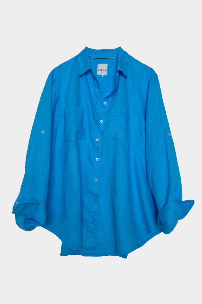 Parallel Culture Shoes and Fashion Online SHIRTS HUT BOYFRIEND LINEN SHIRT - REEF BLUE