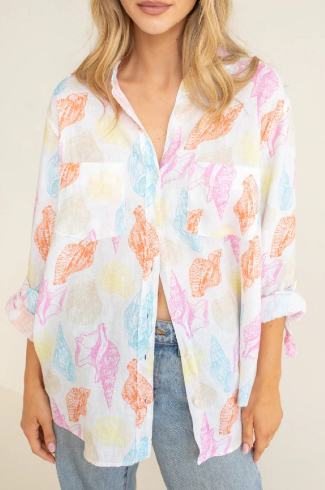 Parallel Culture Shoes and Fashion Online SHIRTS HUT BOYFRIEND LINEN SHIRT - SHORE THING MULTI