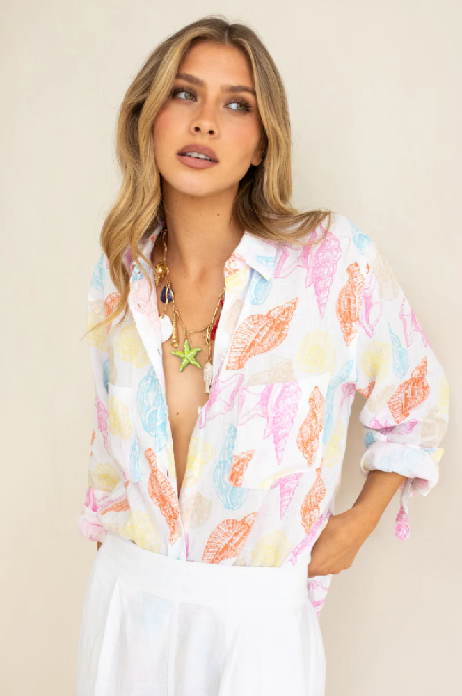 Parallel Culture Shoes and Fashion Online SHIRTS HUT BOYFRIEND LINEN SHIRT - SHORE THING MULTI