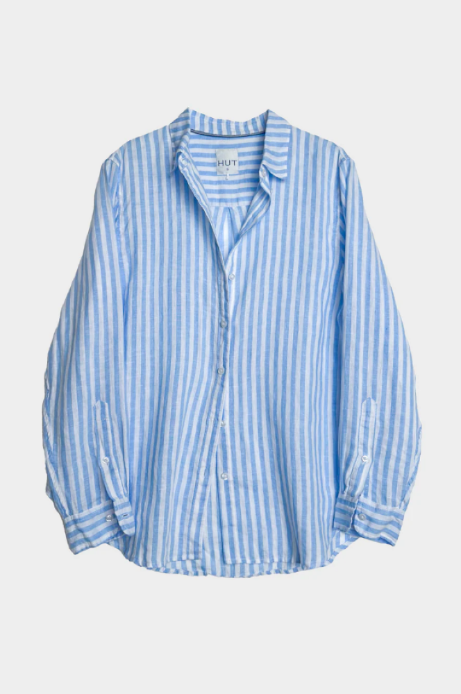 Parallel Culture Shoes and Fashion Online SHIRTS HUT BOYFRIEND LINEN SHIRT - SKY BLUE STRIPE