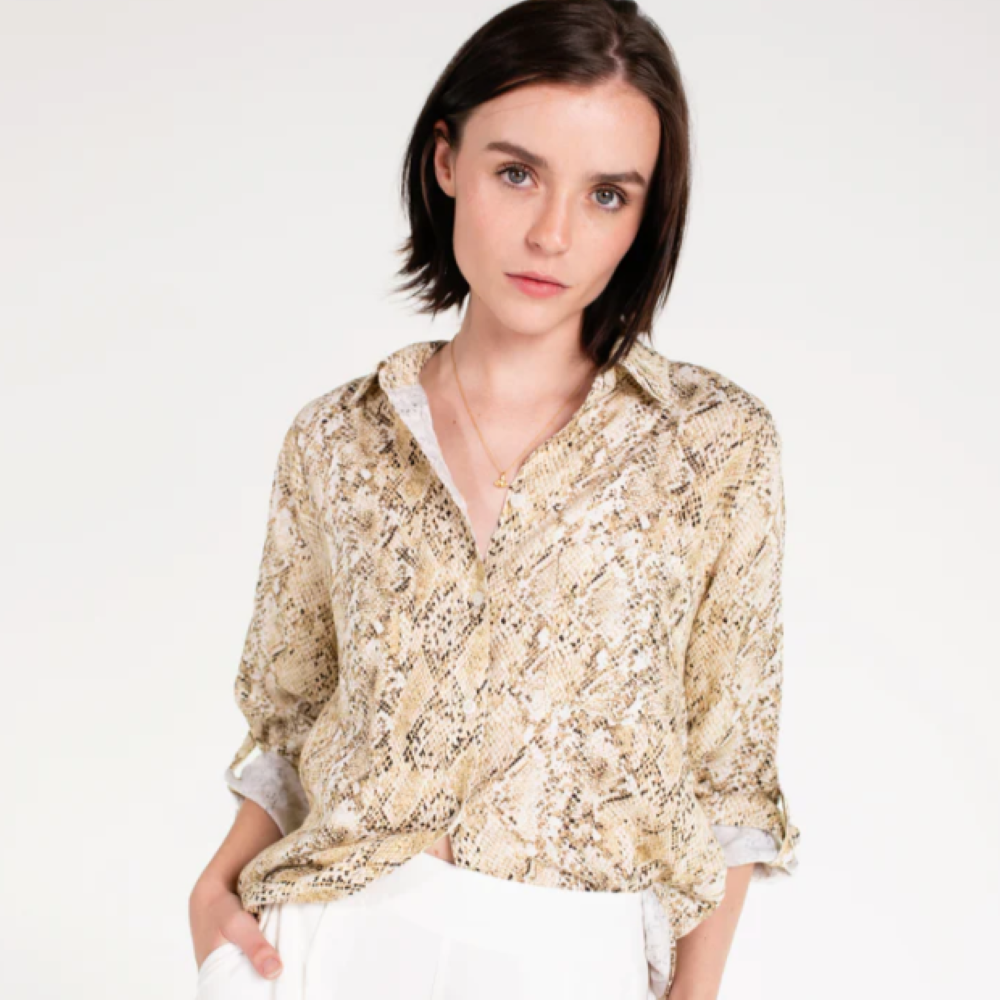 Parallel Culture Shoes and Fashion Online SHIRTS HUT THE SNAKE PRINT BOYFRIEND SHIRT