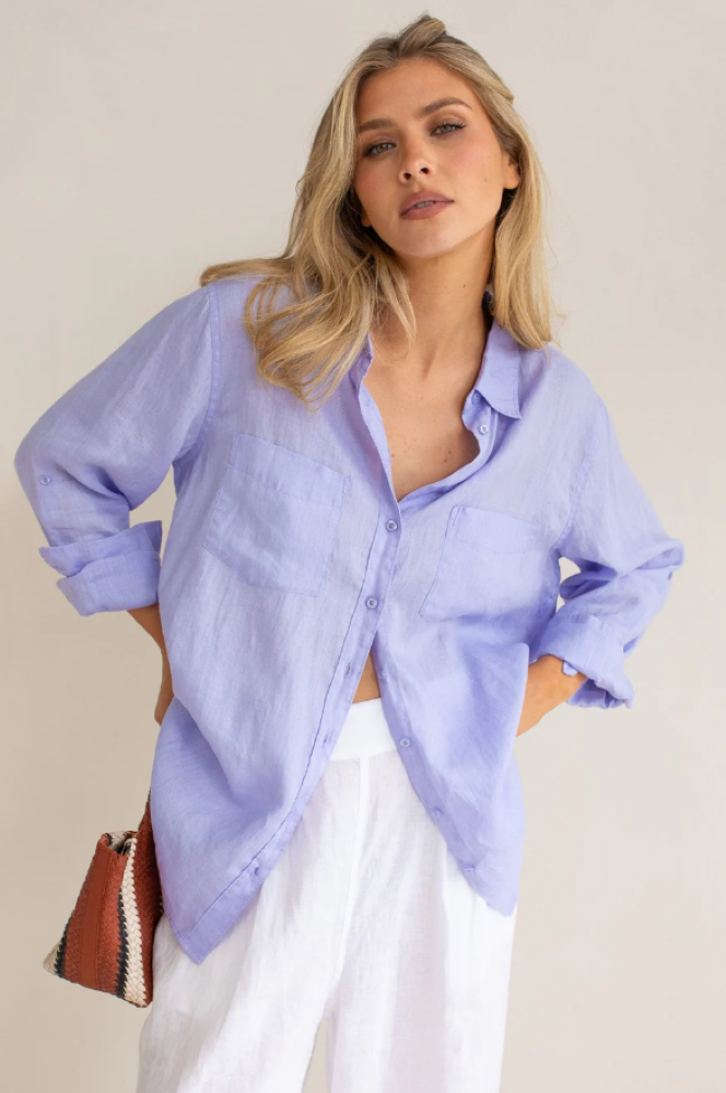 Parallel Culture Shoes and Fashion Online SHIRTS HUT BOYFRIEND LINEN SHIRT- SOFT MAUVE