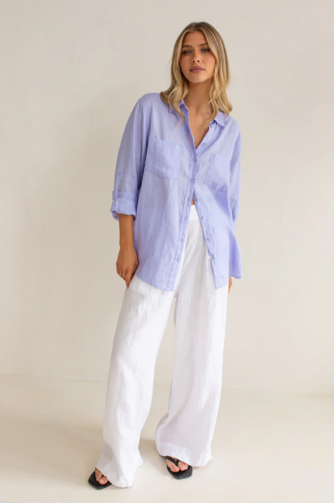 Parallel Culture Shoes and Fashion Online SHIRTS HUT BOYFRIEND LINEN SHIRT- SOFT MAUVE SOFT MAUVE