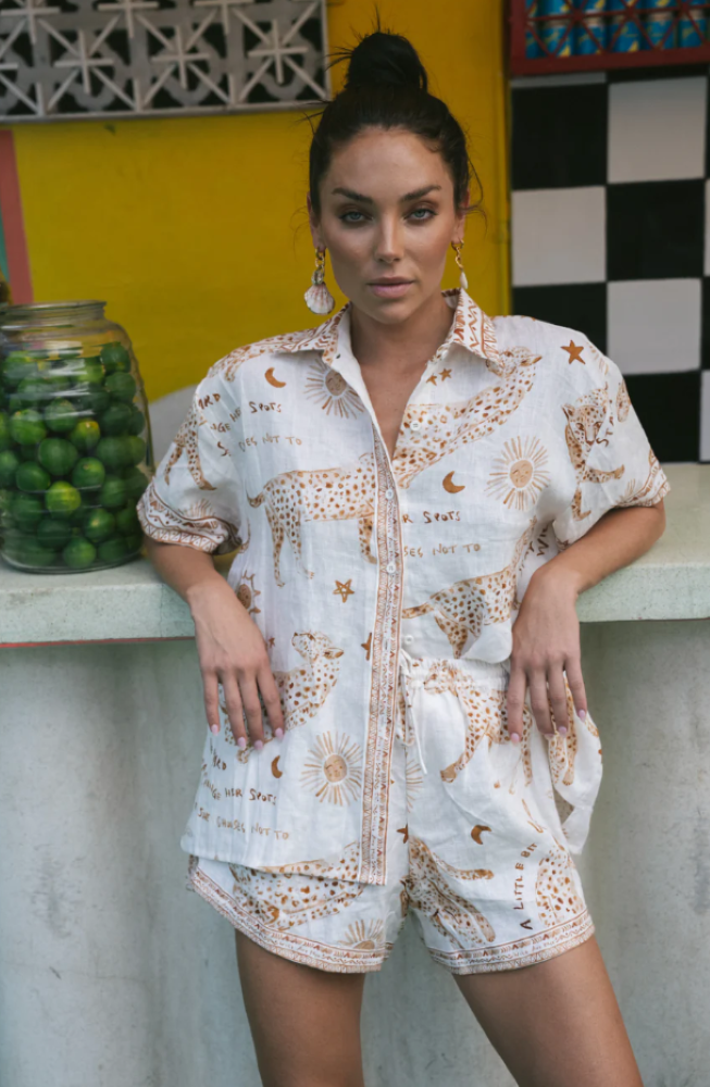 Parallel Culture Shoes and Fashion Online SHORT SLEEVE SHIRTS LJC DESIGNS JAMIE SHIRT - LEOPARD