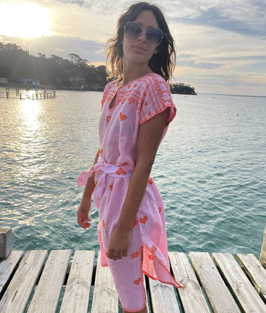 Parallel Culture Shoes and Fashion Online DRESSES SOPHIE MORAN LONG KAFTAN PINK ORANGE