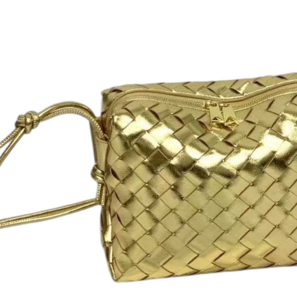 Parallel Culture Shoes and Fashion Online HANDBAGS L'ORA D'ORO PI WOVEN CROSSBODY BAG ONE GOLD