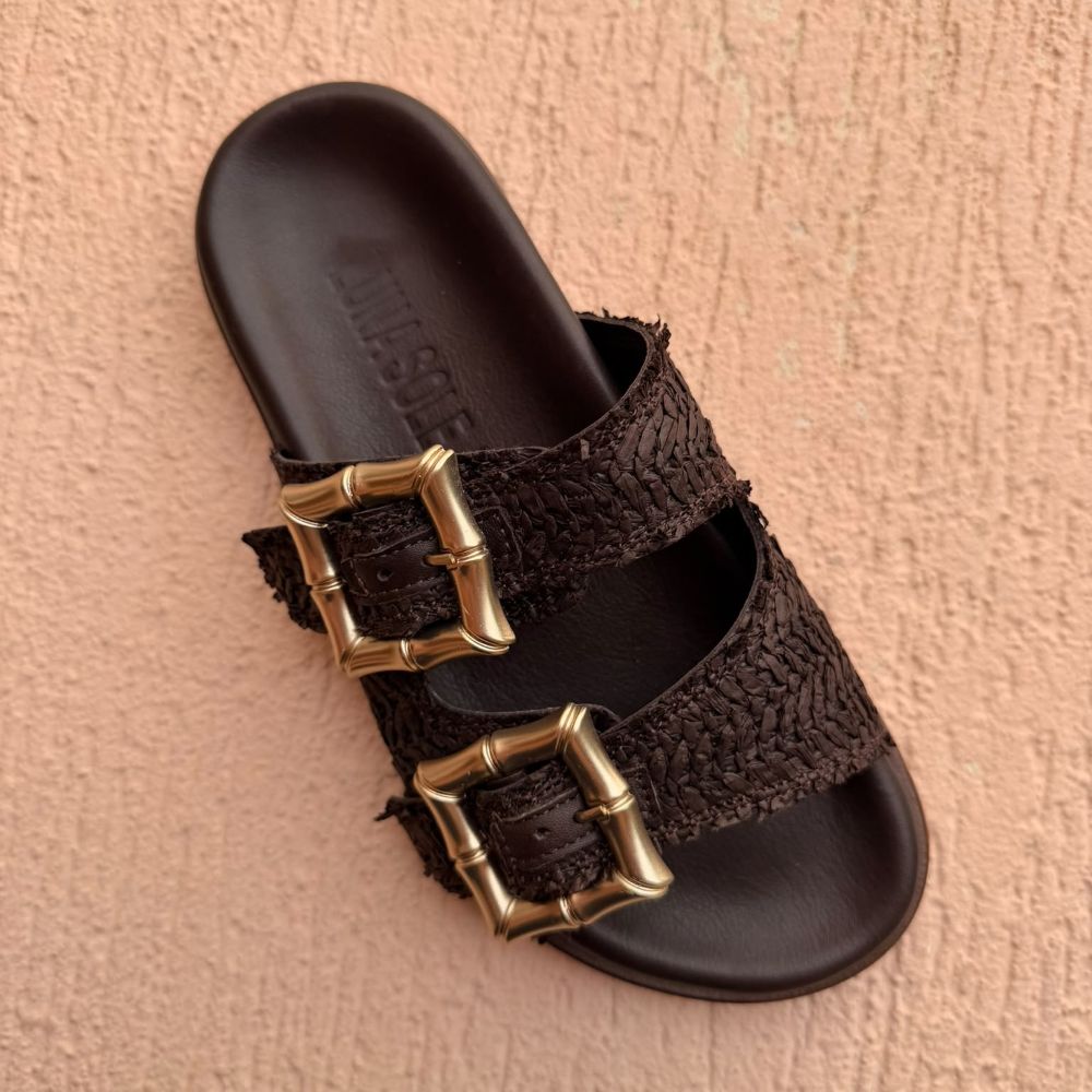 Parallel Culture Shoes and Fashion Online SLIDES LUNA SOLE EASE RAFFIA BUCKLE SLIDE