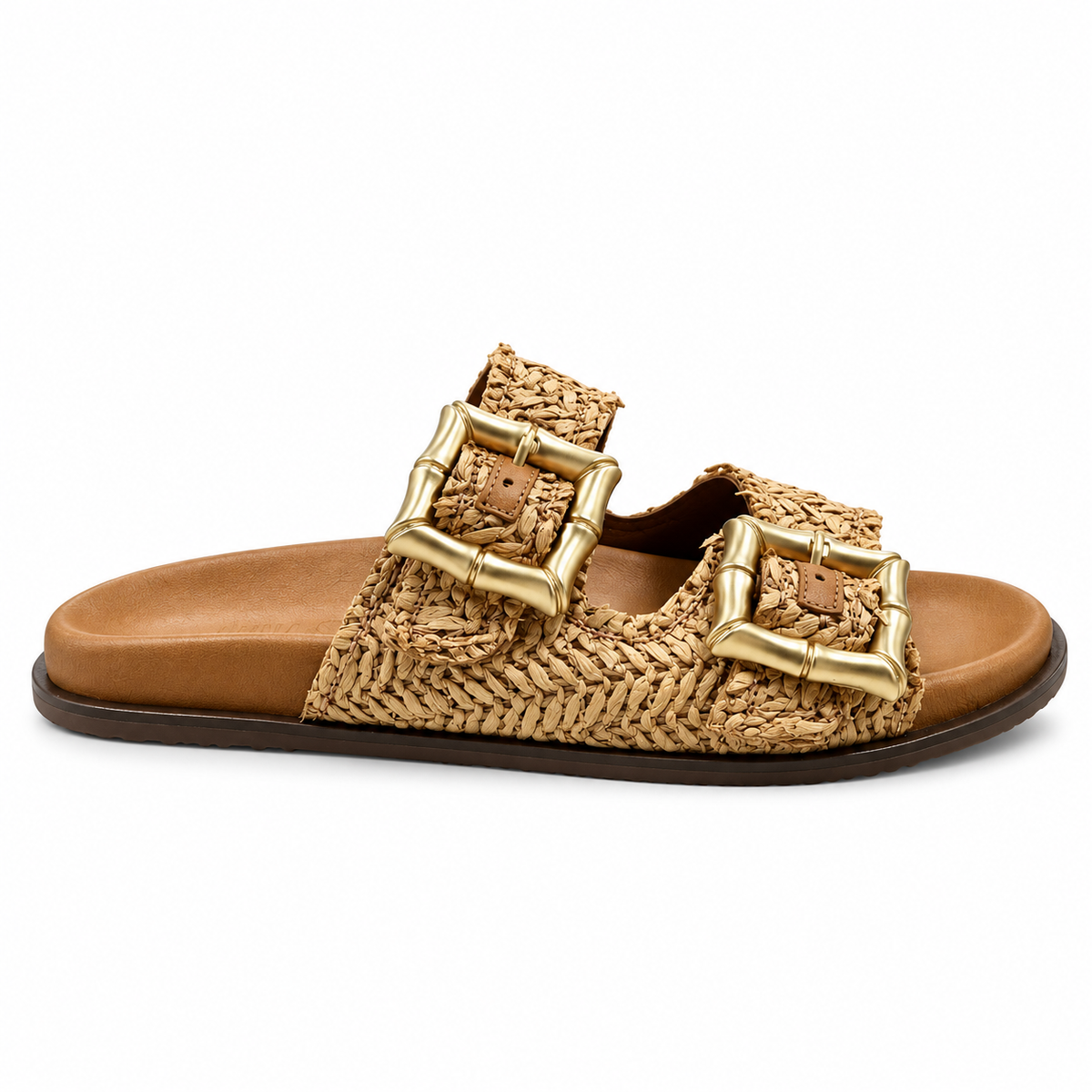 Parallel Culture Shoes and Fashion Online SLIDES LUNA SOLE EASE RAFFIA BUCKLE SLIDE BEIGE