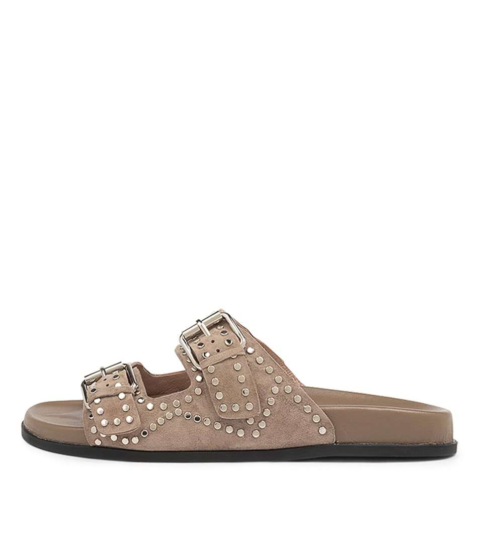 Parallel Culture Shoes and Fashion Online SLIDES MOLLINI HEIRE STUDDED SLIDE TAUPE SILVER