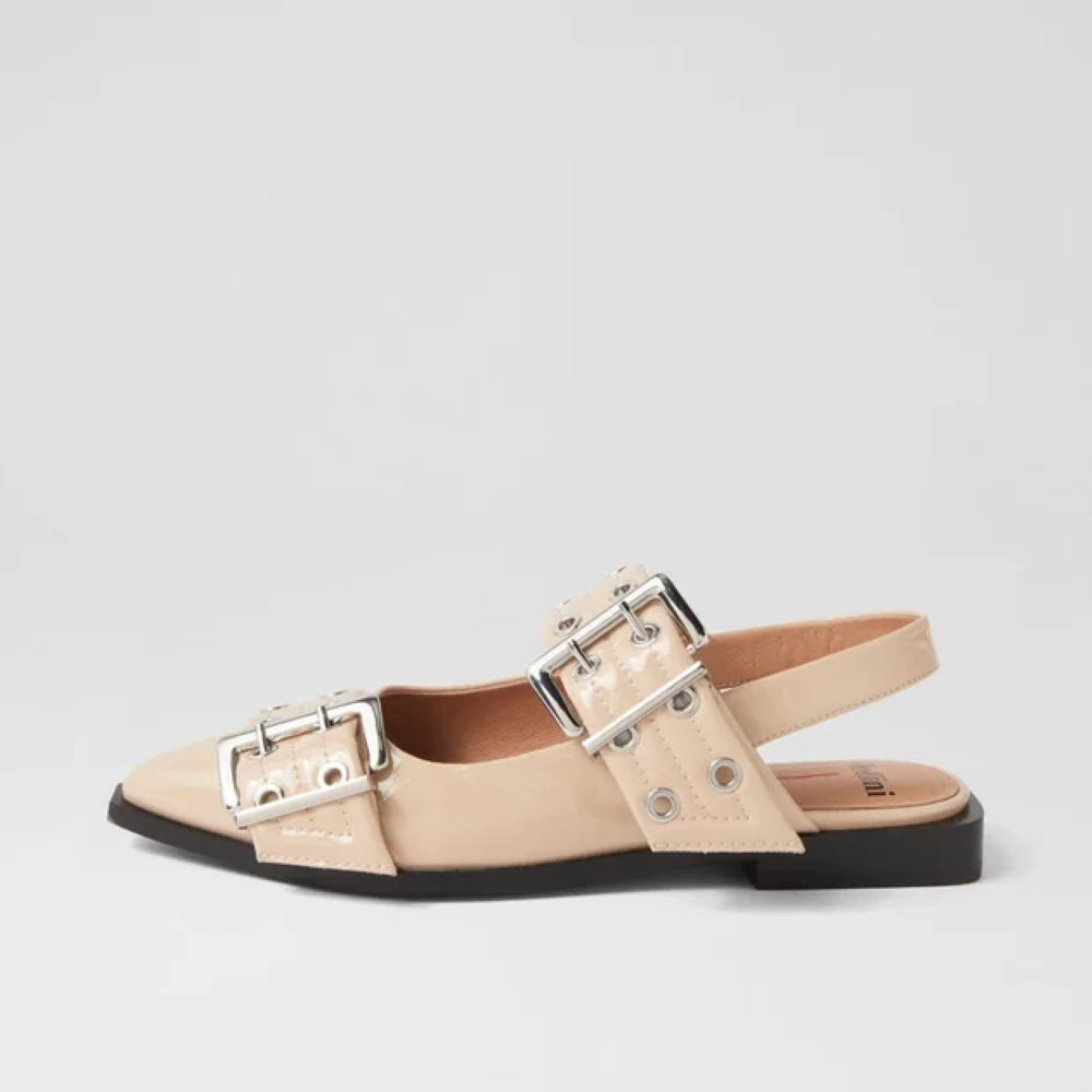 Parallel Culture Shoes and Fashion Online FLATS MOLLINI LARRA BUCKLE FLAT LATTE PATENT