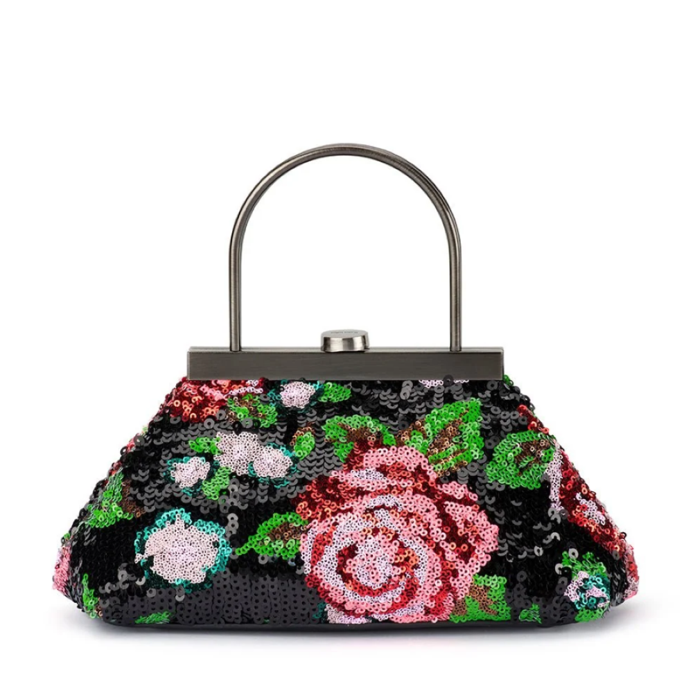 Parallel Culture Shoes and Fashion Online HANDBAGS OLGA BERG AUDREY SEQUIN TOP HANDLE ONE BLACK