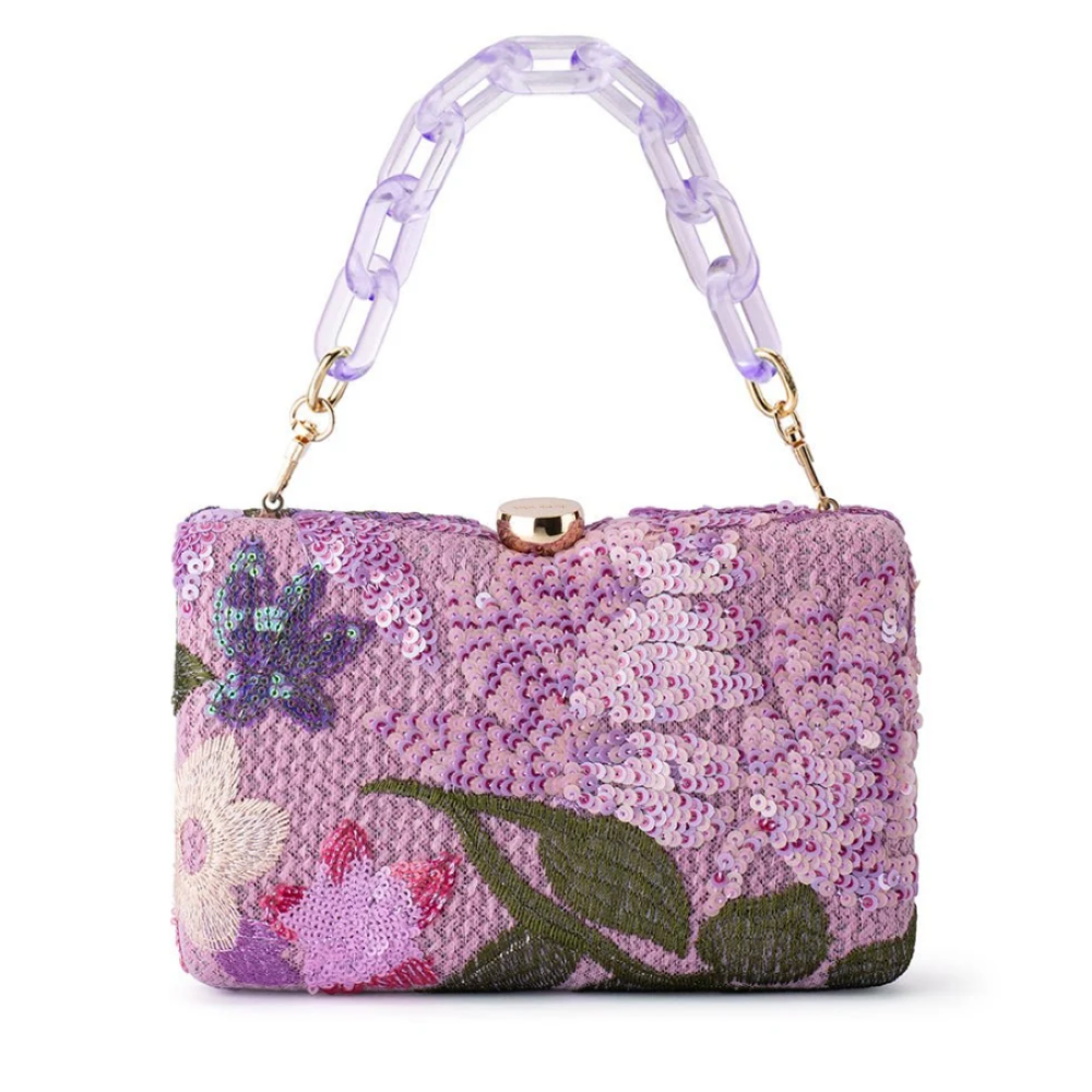 Parallel Culture Shoes and Fashion Online HANDBAGS OLGA BERG GRETA FLORAL CLUTCH ONE LILAC