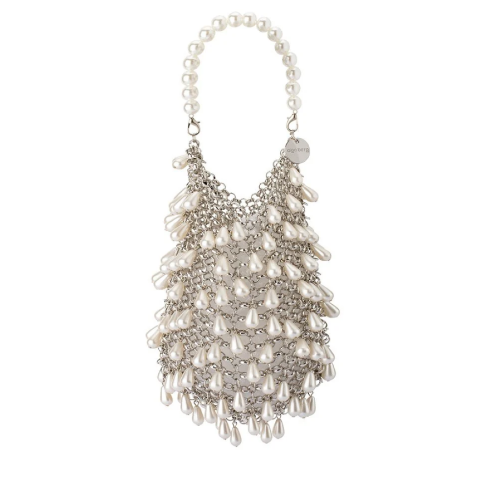 Parallel Culture Shoes and Fashion Online HANDBAGS OLGA BERG JADEN PEARL CHAINMAIL BAG ONE CHAMPAGNE
