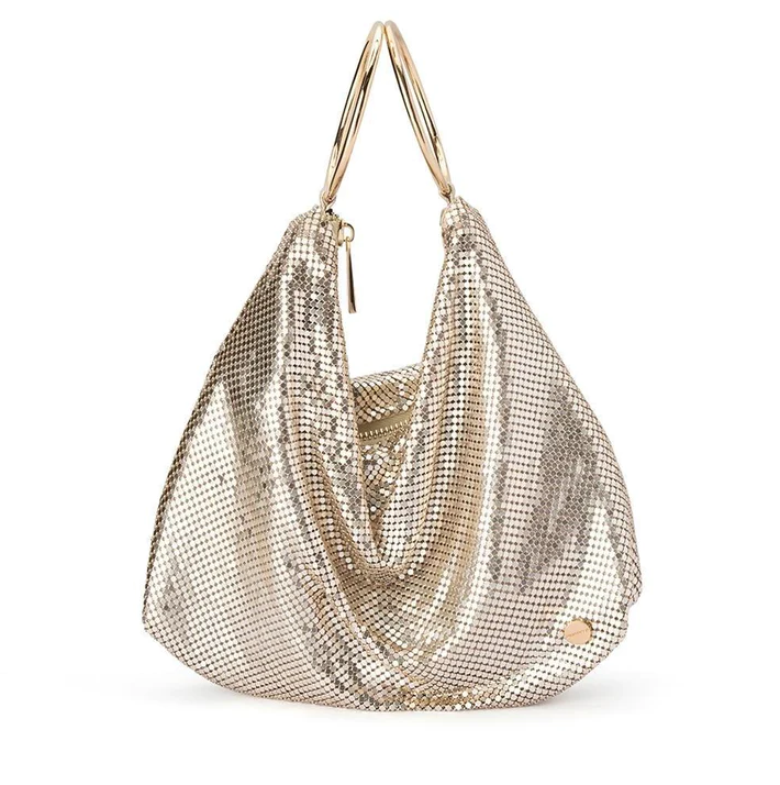 Parallel Culture Shoes and Fashion Online HANDBAGS OLGA BERG SHAR MESH CONVERTIBLE BAG ONE GOLD