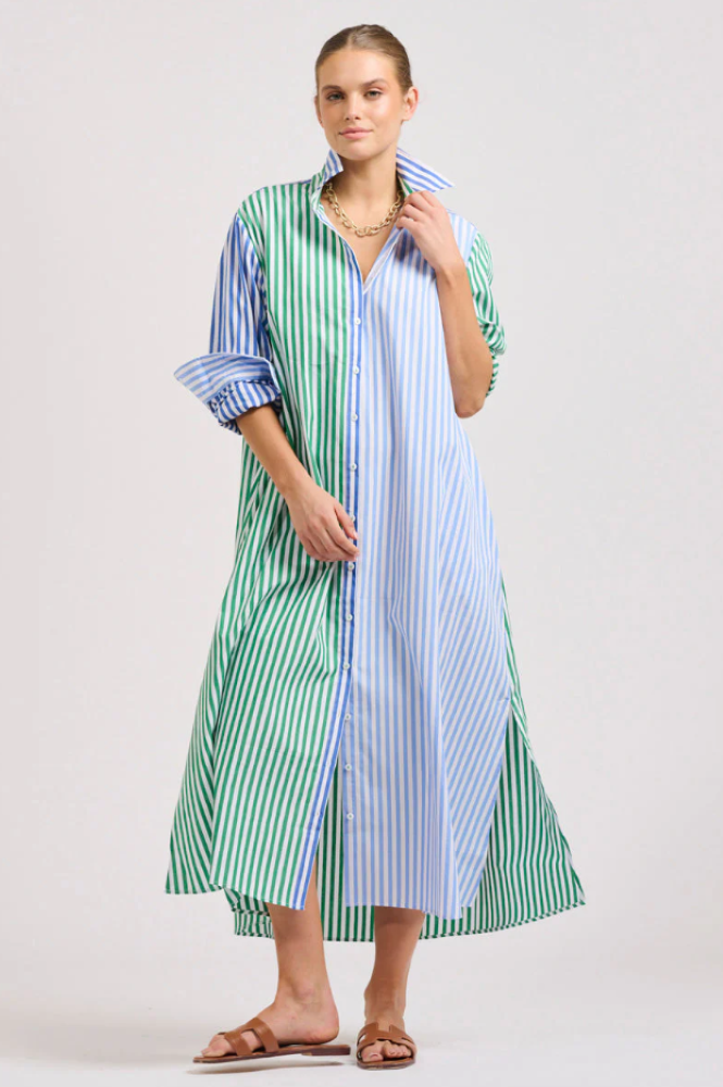 Parallel Culture Shoes and Fashion Online DRESSES SHIRTY THE LUNA OVERSIZE LONG SHIRTDRESS - BLUE/GREEN BLUE GREEN