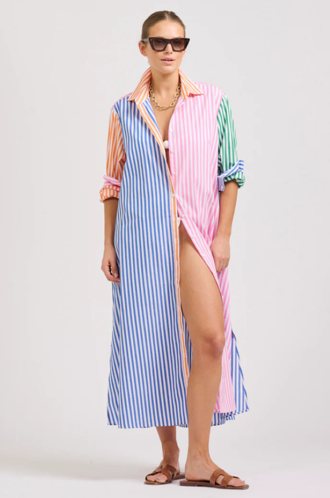 Parallel Culture Shoes and Fashion Online DRESSES SHIRTY THE LUNA OVERSIZED SHIRTDRESS - BRIGHT STRIPE BRIGHT MULTI