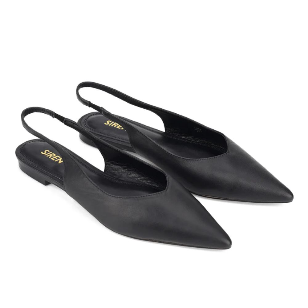 Parallel Culture Shoes and Fashion Online FLATS SIREN LORIE SLINGBLACK FLAT BLACK LEATHER