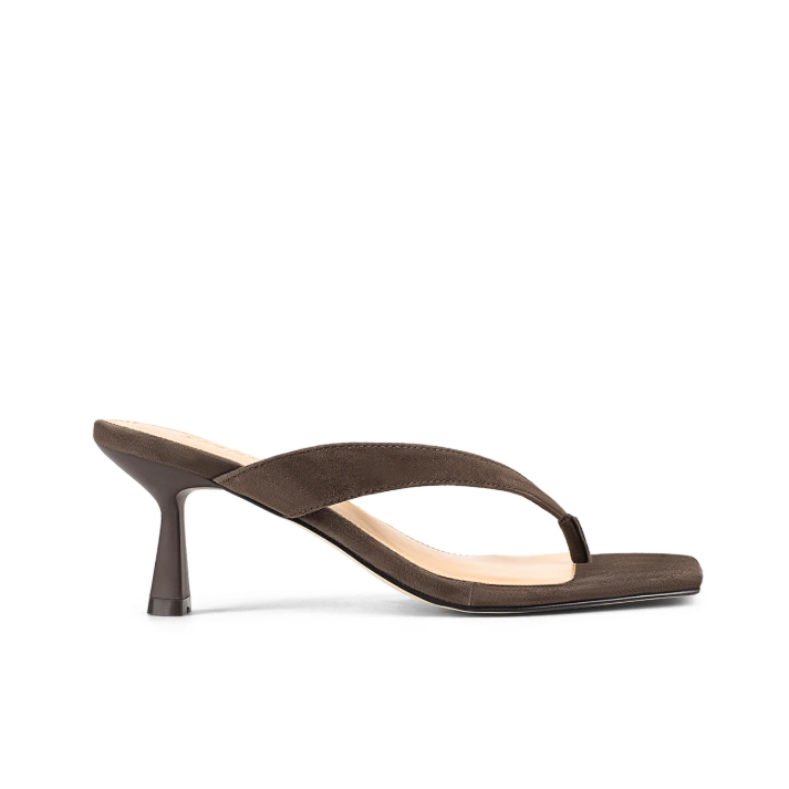 Parallel Culture Shoes and Fashion Online HEELS SIREN SARDINIA THONG HEEL CHOCOLATE SUEDE