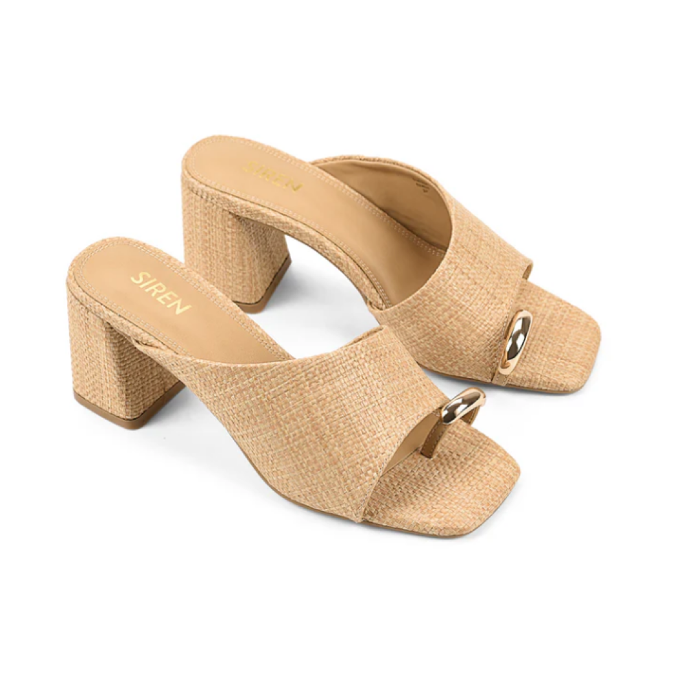 Parallel Culture Shoes and Fashion Online HEELS SIREN STANTON BLOCK HEEL MULE NATURAL RAFFIA