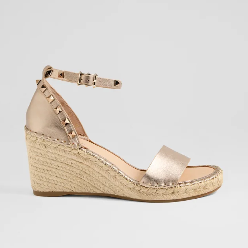 Parallel Culture Shoes and Fashion Online WEDGES TOP END GIGI STUDDED WEDGE CHAMPAGNE