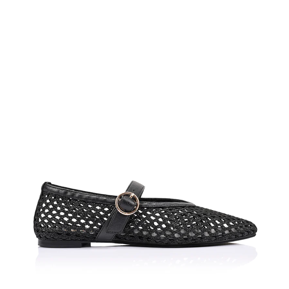 Parallel Culture Shoes and Fashion Online FLATS VERALI EUNICE WOVEN FLAT BLACK