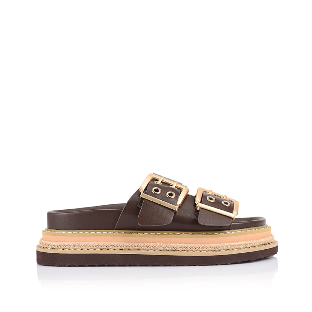 Parallel Culture Shoes and Fashion Online SLIDES VERALI THATCHER PLATFROM SLIDES CHOCOLATE