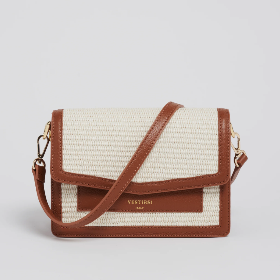 Parallel Culture Shoes and Fashion Online HANDBAGS VESTIRSI AMELIA STRAW CROSSBODY BAG ONE TAN