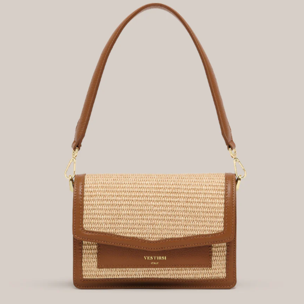 Parallel Culture Shoes and Fashion Online HANDBAGS VESTIRSI AMELIA STRAW CROSSBODY BAG ONE TAN