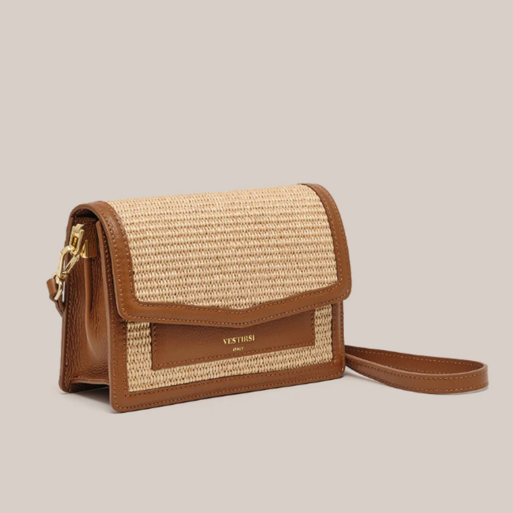 Parallel Culture Shoes and Fashion Online HANDBAGS VESTIRSI AMELIA STRAW CROSSBODY BAG ONE TAN