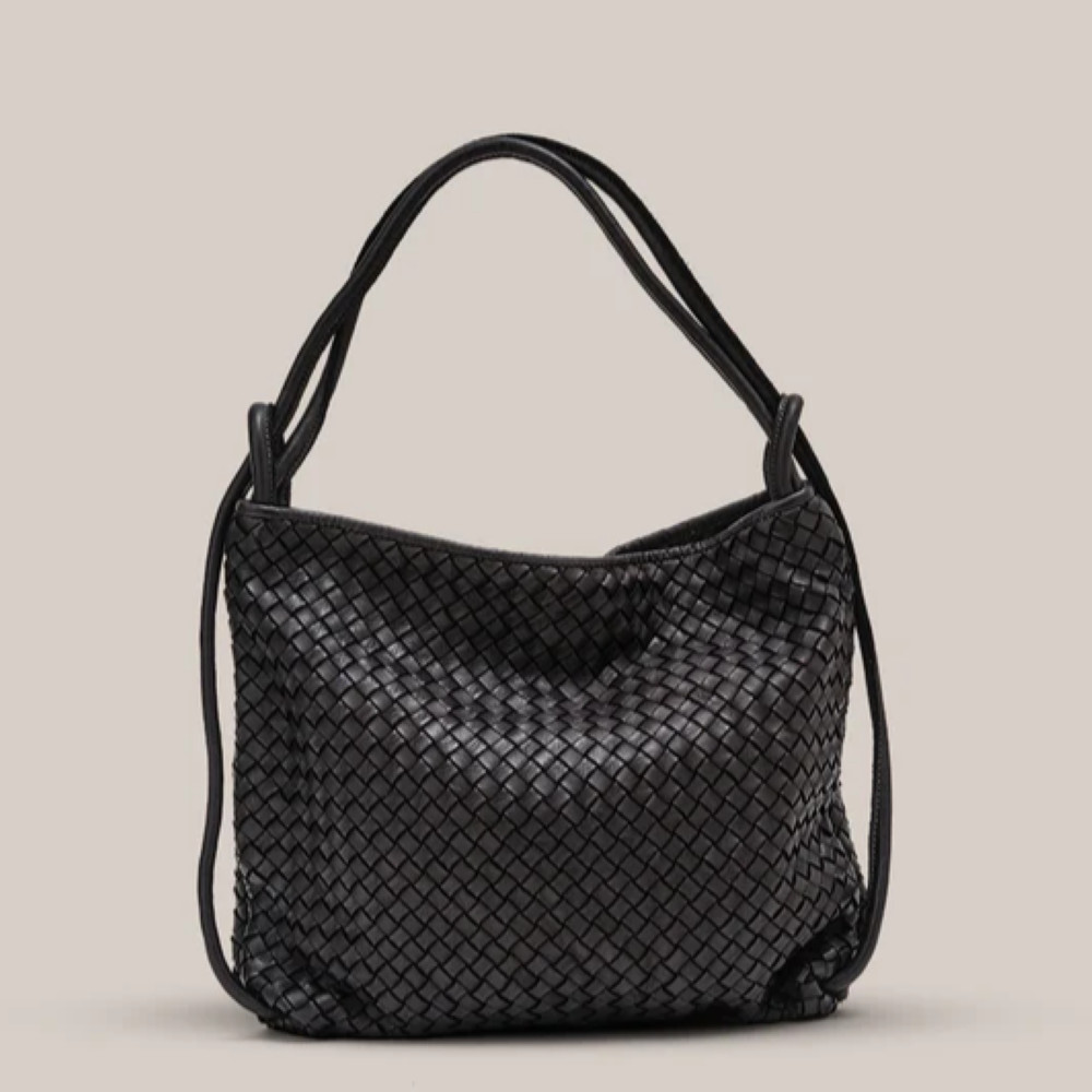 Parallel Culture Shoes and Fashion Online HANDBAGS VESTIRSI WOVEN BELLA 2 IN 1 BACK PACK - BLACK