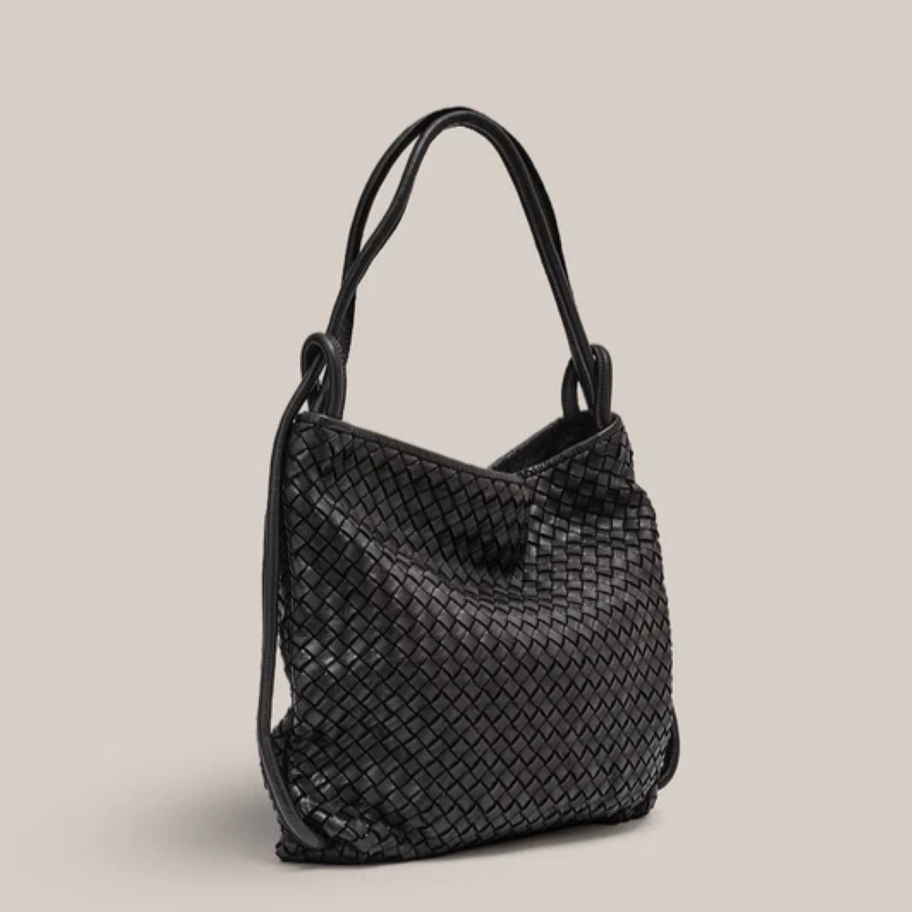 Parallel Culture Shoes and Fashion Online HANDBAGS VESTIRSI WOVEN BELLA 2 IN 1 BACK PACK - BLACK