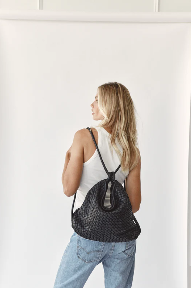 Parallel Culture Shoes and Fashion Online HANDBAGS VESTIRSI WOVEN BELLA 2 IN 1 BACK PACK - BLACK ONE BLACK