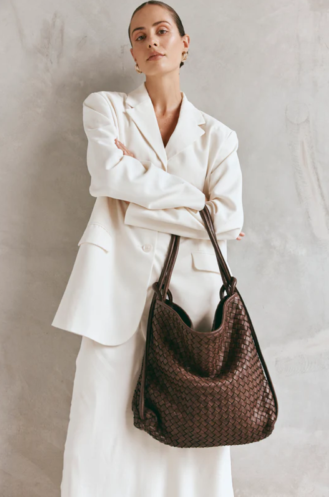 Parallel Culture Shoes and Fashion Online HANDBAGS VESTIRSI WOVEN BELLA - DARK CHOCOLATE