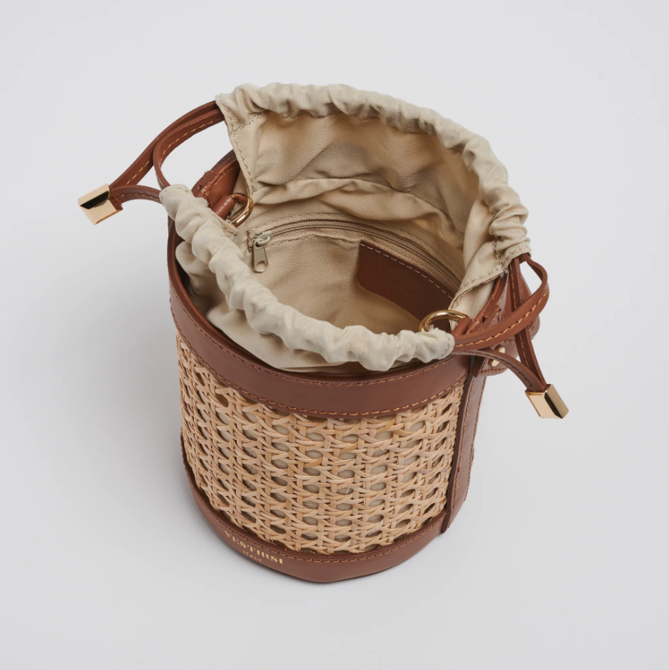 Parallel Culture Shoes and Fashion Online HANDBAGS VESTIRSI BRITTANY RATTAN BUCKET BAG