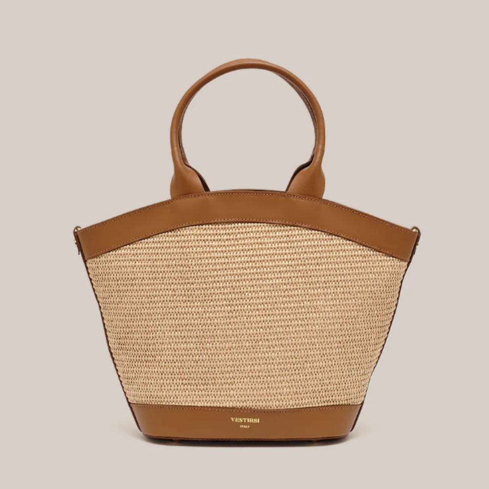 Parallel Culture Shoes and Fashion Online HANDBAGS VESTIRSI LEE RAFFIA BASKET BAG ONE TAN