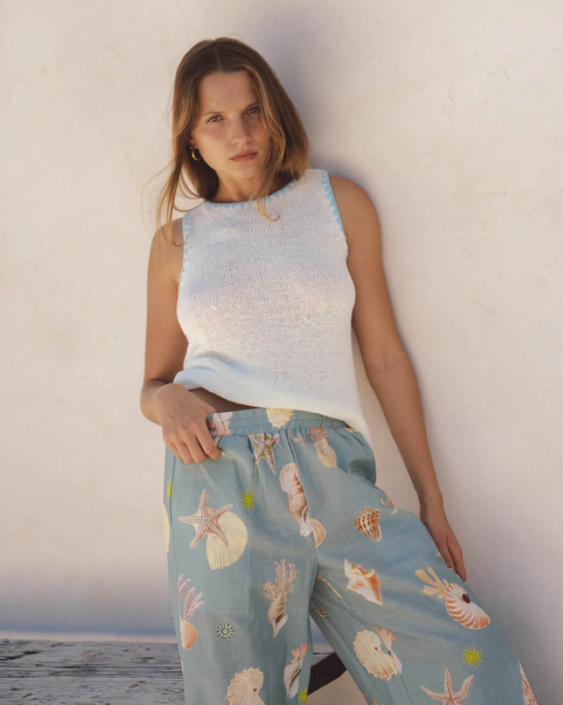 Parallel Culture Shoes and Fashion Online TOPS WALNUT PASADENA TOP - SS26 WHITE BLUE