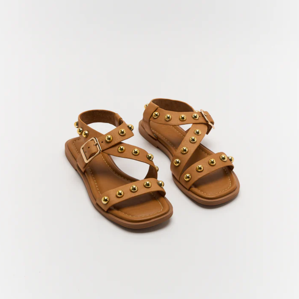 Parallel Culture Shoes and Fashion Online SANDALS WALNUT REID STUDDED SANDAL COCONUT