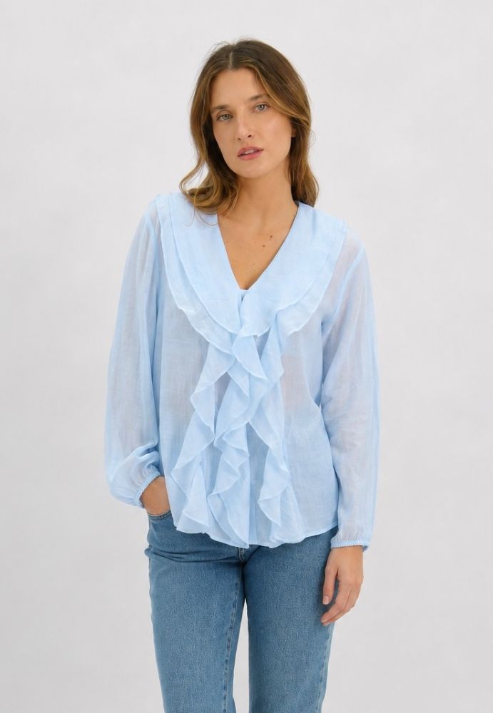 Parallel Culture Shoes and Fashion Online SHIRTS WORTHIER CLAIRE LINEN SHIRT ICE BLUE