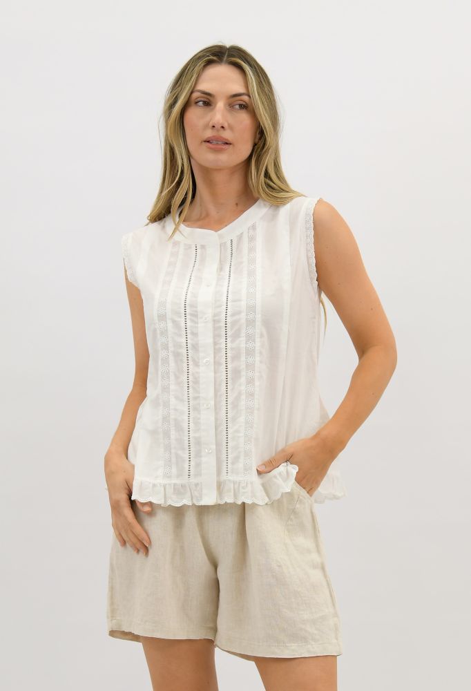 Parallel Culture Shoes and Fashion Online TOPS WORTHIER SUMMER COTTON TOP WHITE