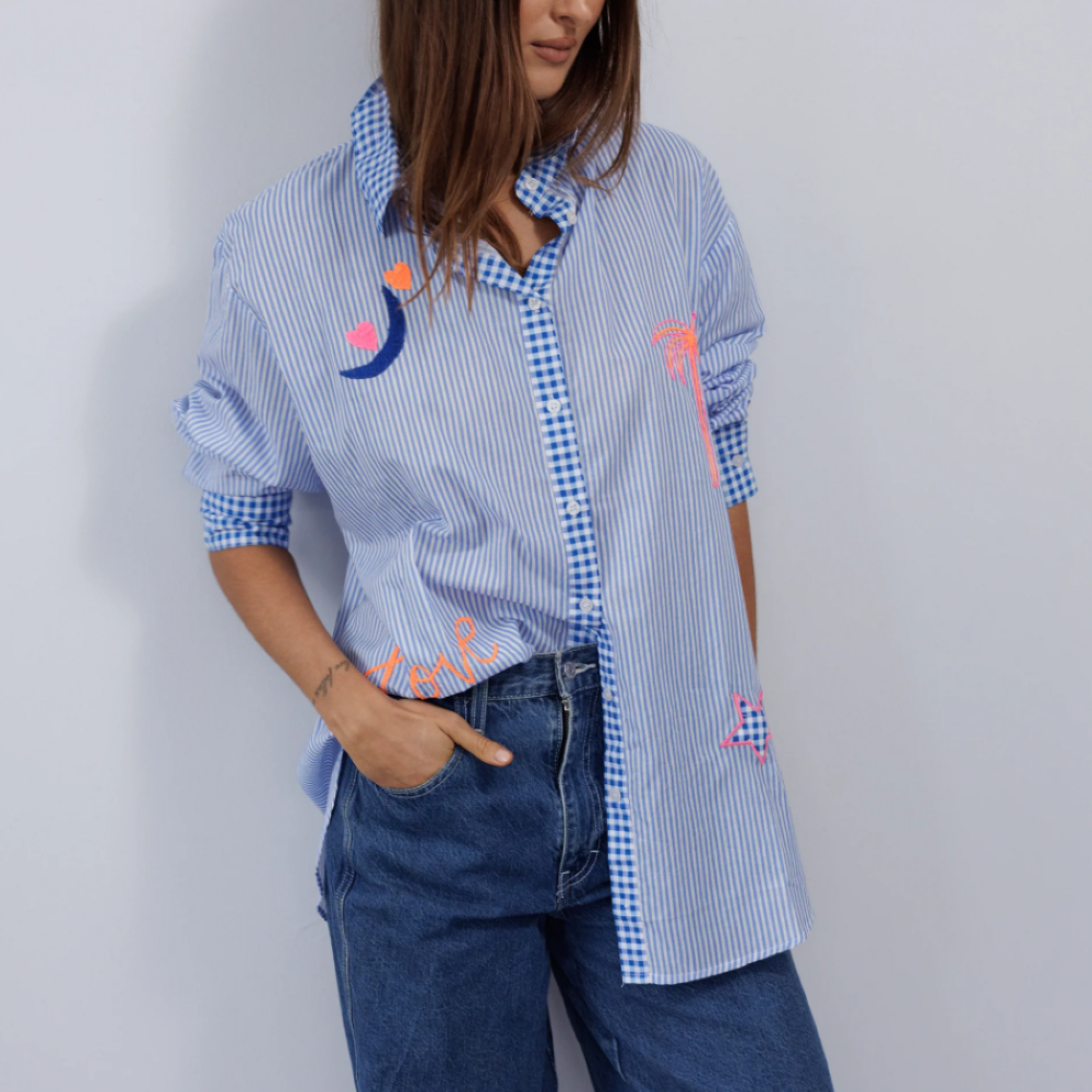 Parallel Culture Shoes and Fashion Online SHIRTS ZODA SUNSHINE COTTON SHIRT BLUE
