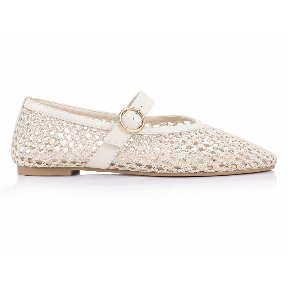 Parallel Culture Shoes and Fashion Online FLATS VERALI EUNICE WOVEN FLAT CHALK