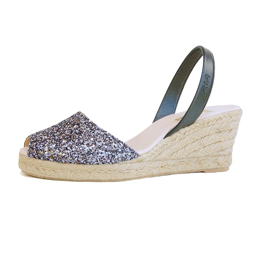 Parallel Culture Shoes and Fashion Online WEDGES RIA MENORCA LLUNA GLITTER WEDGE CHARCOAL