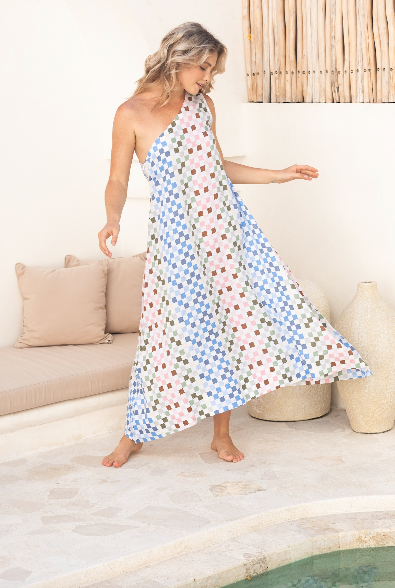 Parallel Culture Shoes and Fashion Online DRESSES LJC DESIGNS ROWI DRESS - PRINTED LINEN MULTI CHECK
