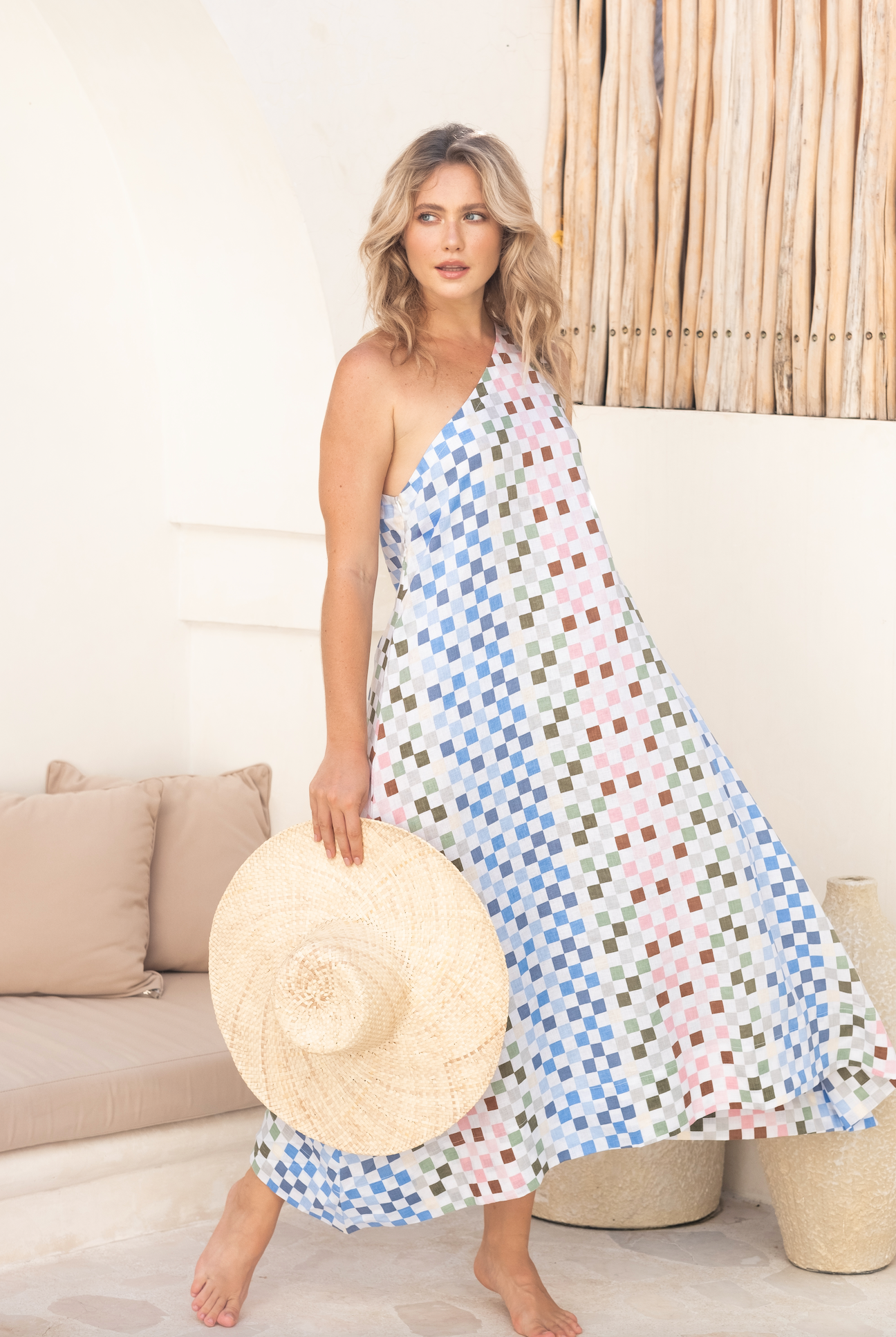 Parallel Culture Shoes and Fashion Online DRESSES LJC DESIGNS ROWI DRESS - PRINTED LINEN MULTI CHECK